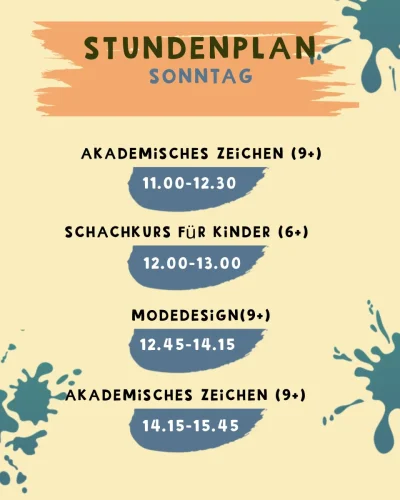 Sonntag: Akademisches zeihen, Modededign, Schachkurs