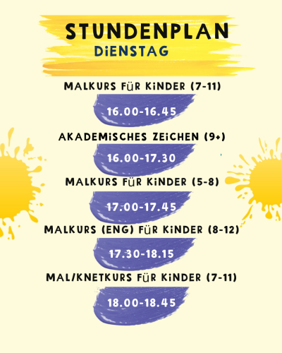 Dienstag: Malkurs für kinder, Akademisches zeihen