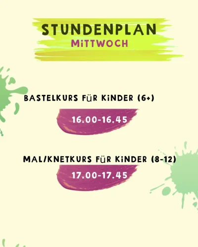 Mittwoch: Malkurs für kinder, Bastelnkurs
